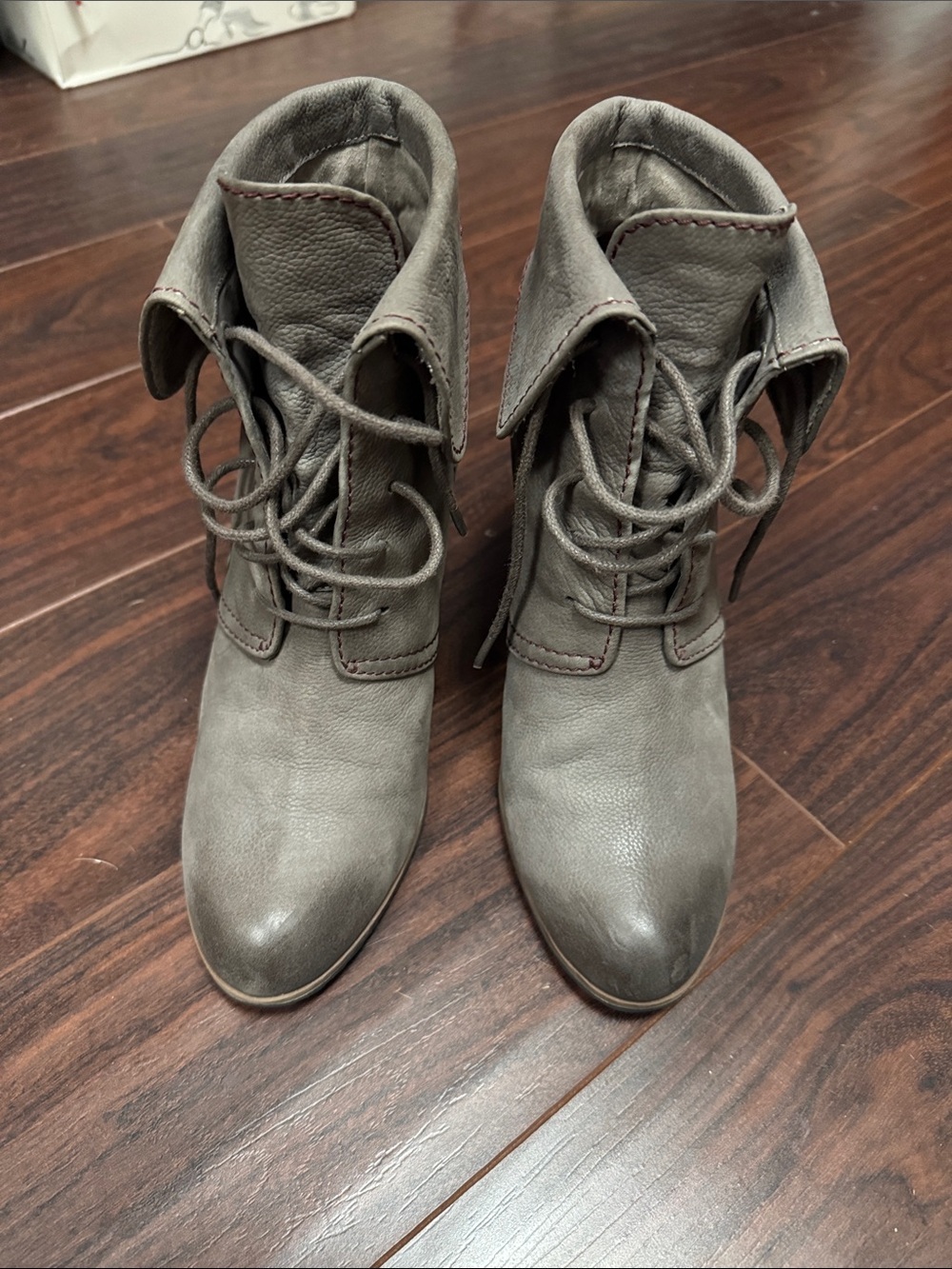 Tesori Women's Fold-Over Lace-Up Ankle Boots - Gray
